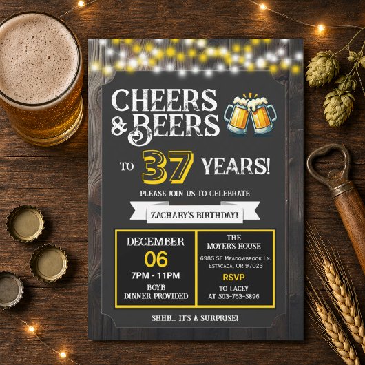 37年ぶりのサプライズ・バックヤードパーティにお祝いとビールを 招待状