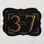 37日,誕生会37日,ギャツビー,ブ素晴らしラック&金ゴールド 招待状 (正面/裏面)