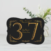 37日,誕生会37日,ギャツビー,ブ素晴らしラック&金ゴールド 招待状 (スタンド正面)