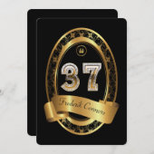 37日,誕生日パーティーの女性の男性,色エレガント色 招待状 (正面/裏面)