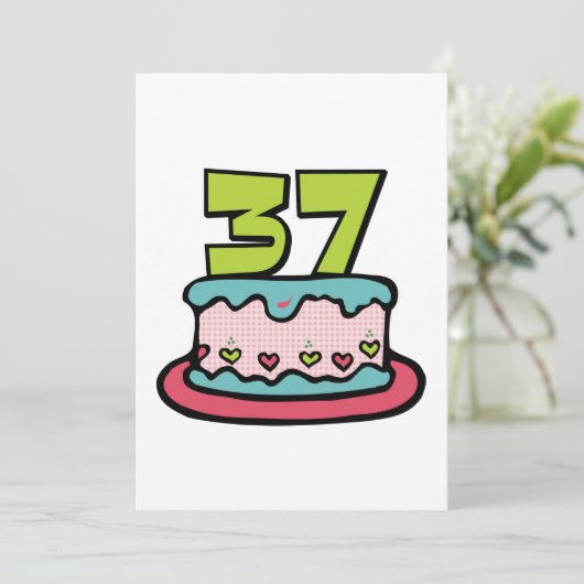 37歳お誕生日ケーキ カード (スタンド正面)
