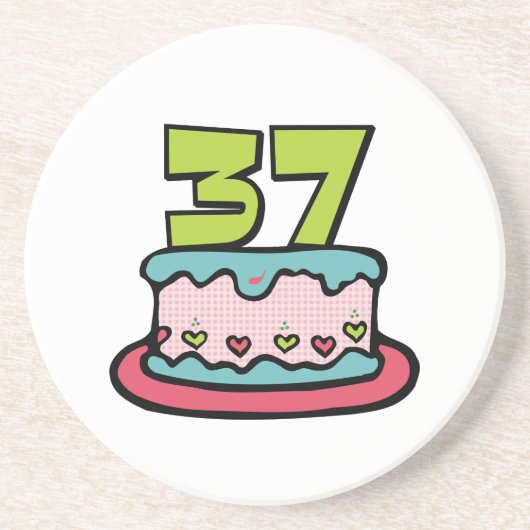 37歳お誕生日ケーキ コースター (正面)