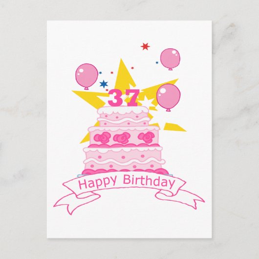 37歳お誕生日ケーキ ポストカード (正面)
