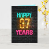 37歳の誕生日にネオンのサインが入る カード (黄色い花)