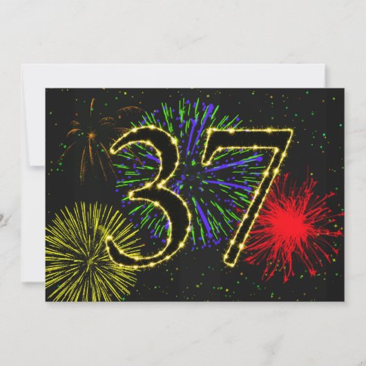 37歳の誕生日パーティーを招待 招待状 (正面)