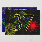 37歳の誕生日パーティー招待状 招待状 (正面/裏面)