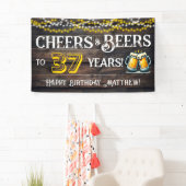 37歳の誕生日パーティー バナー お祝いの乾杯とビール 横断幕 (インサイチュ)