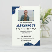 37歳の誕生日招待状メンズ海軍シンプル写真 招待状 (スタンド正面)