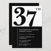 37歳の誕生日招待状白黒エレガント 招待状 (正面/裏面)