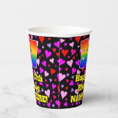 37歳の誕生日：愛情あふれるハート柄、虹37 紙コップ (右)