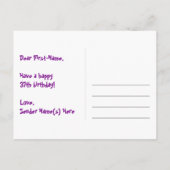 37歳の誕生日:楽しいスターパターン、虹37、名前 ポストカード (裏面)