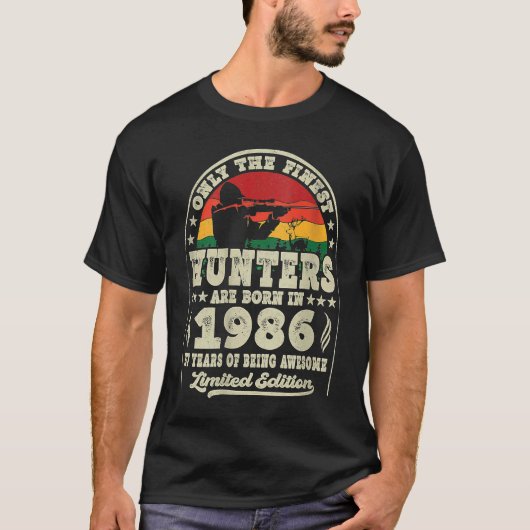 37歳の鹿狩りハンターズヴィンテージ1986 37th tシャツ (正面)