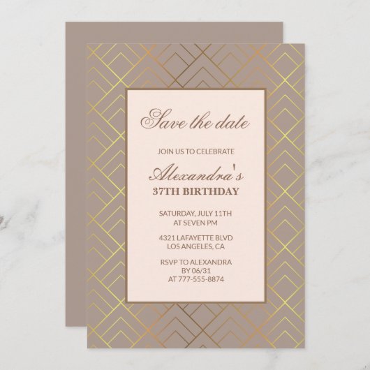 37歳エレガントの誕生日招待状を保存 招待状 (正面/裏面)