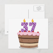 37歳オンお誕生日ケーキ ポストカード (正面/裏面)