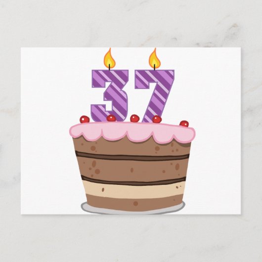 37歳オンお誕生日ケーキ ポストカード (正面)