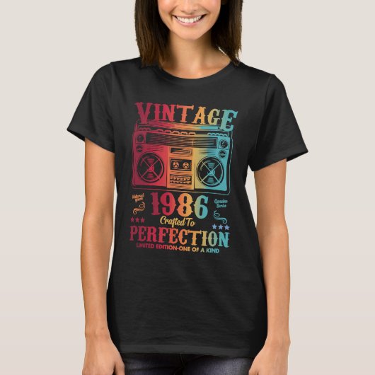 37歳誕生日ヴィンテージ1986女性男性 Tシャツ (正面)
