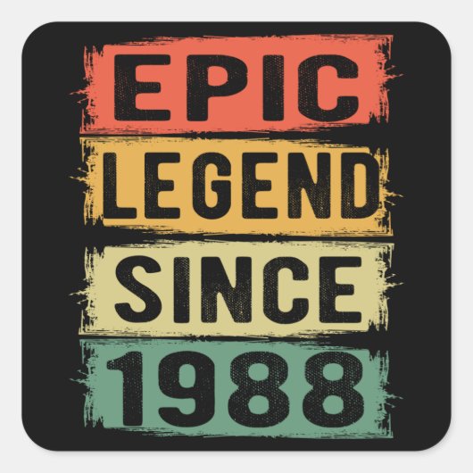 37歳Bday 1988 Epic Legend 37誕生日 スクエアシール (正面)