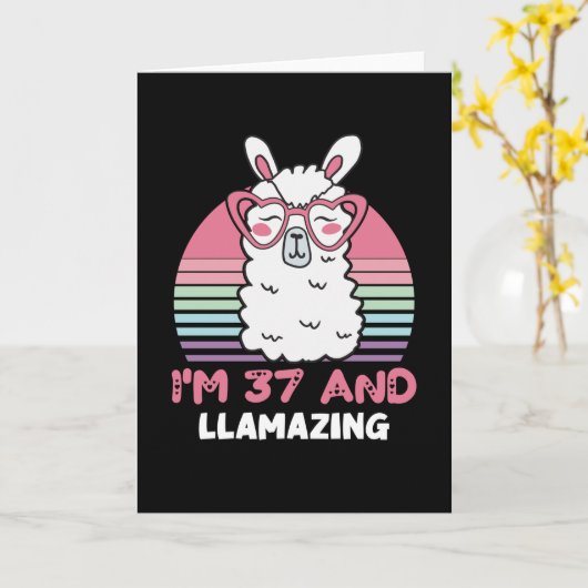 37歳Bday Llaming 37th誕生日Llama カード (黄色い花)
