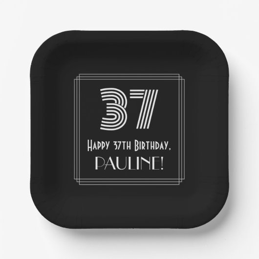 37番目の誕生日:インスパイアアールデコの検索「37」 +名前 ペーパープレート (正面)