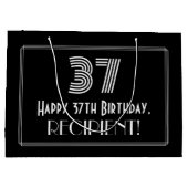 37番目の誕生日:インスパイアアールデコの「37」の外観と名前 ラージペーパーバッグ (裏面)