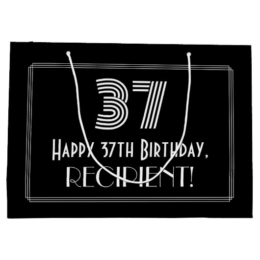 37番目の誕生日:インスパイアアールデコの「37」の外観と名前 ラージペーパーバッグ (裏面)