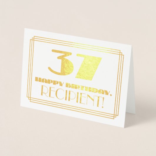 37番目の誕生日、名前+アールデコインスパイア「37」を見る 箔カード (正面)