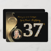 37番目，誕生日招待状，数字，写真2 招待状 (正面/裏面)