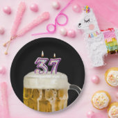 37誕生日ビールオンブラック紙プレート ペーパープレート (パーティー)