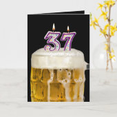 37誕生日ビールオンブラック カード (黄色い花)