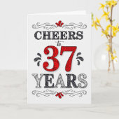 37誕生日応援の赤い白の黒のパターン カード (黄色い花)