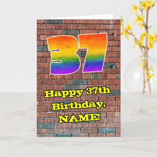 37誕生日:おもしろいグラフィティインスパイアレインボー37 カード