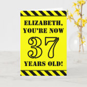 37誕生日:おもしろいステンシルスタイル文字、名前をカスタムする カード (黄色い花)