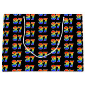37誕生日:おもしろいレインボーイベント37パターン ラージペーパーバッグ (正面)