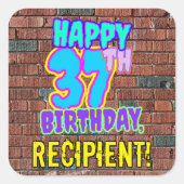 37誕生日-おもしろい、アーバングラフィティインスパイアルック スクエアシール (正面)