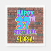 37誕生日~おもしろい、アーバングラフィティインスパイアルック スタンダードランチョンナプキン (正面)