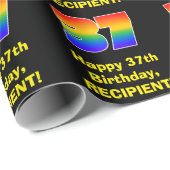 37誕生日:おもしろい、カラフルレインボーインスパイア# 37 ラッピングペーパー (ロールコーナー)