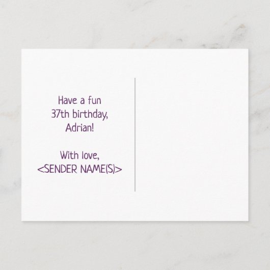 37誕生日:はっきりした,おもしろい,シンプル虹， 37 ポストカード (裏面)