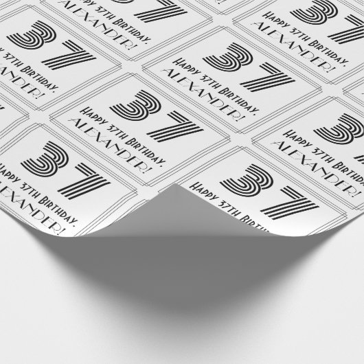 37誕生日:アールデコインスパイアスタイル「37」 +名前 ラッピングペーパー (角)