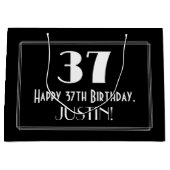 37誕生日:アールデコインスパイアスタイル「37」、名前 ラージペーパーバッグ (正面)