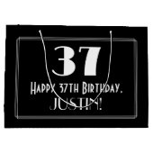 37誕生日:アールデコインスパイアスタイル「37」、名前 ラージペーパーバッグ (裏面)