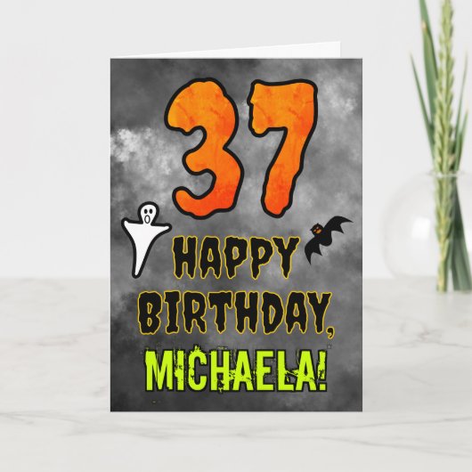 37誕生日：エリーハロウィーンテーマ+名前をカスタムする カード (正面)
