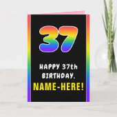 37誕生日:カラフルレインボー# 37、名前をカスタムする カード (正面)