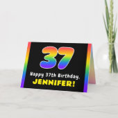 37誕生日:カラフルレインボー# 37、名前をカスタムする カード (正面)