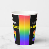 37誕生日:カラフルレインボー# 37、名前をカスタムする 紙コップ (右)