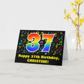 37誕生日:カラフル音楽シンボル&レインボー37 カード (黄色い花)