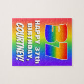 37誕生日: カラフル、おもしろいレインボーパターン# 37 ジグソーパズル (横)