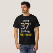 37誕生日:フローラ花数"37" +名前 Tシャツ (正面フル)