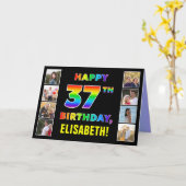 37誕生日:レインボー文字カスタム、写真&名前 カード (黄色い花)