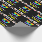 37誕生日:レインボー「37」、写真カスタムと名前 ラッピングペーパー (角)