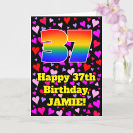 37誕生日:愛するハートパターン、虹# 37 カード